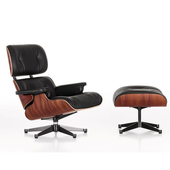 Lounge Chair Ottoman Leather premium F - 66 nero-black ash-black sides - Vitra