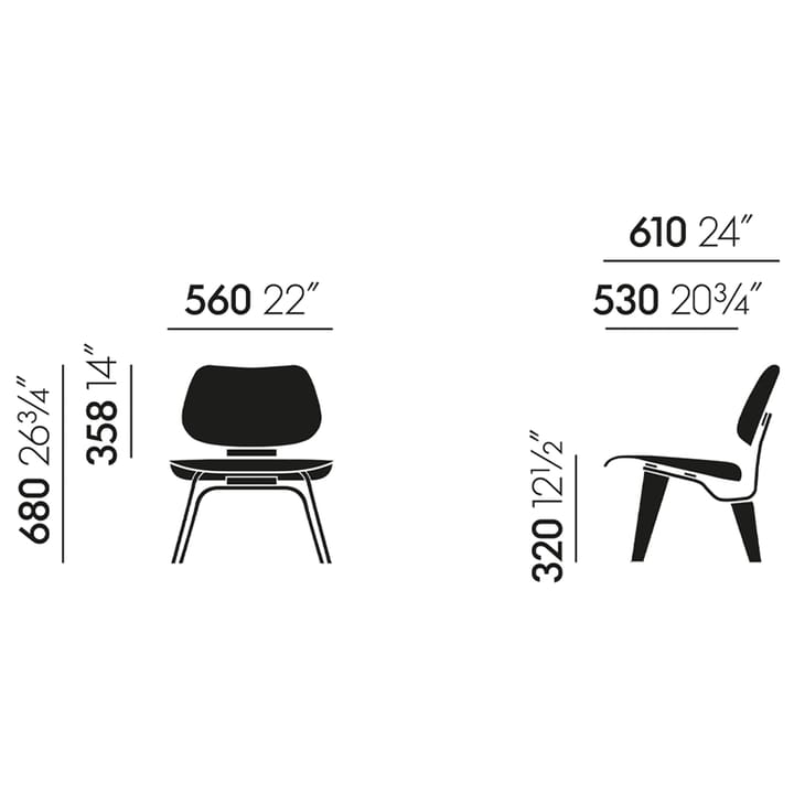 Plywood group LCW fåtölj - Svartbetsad ask - Vitra