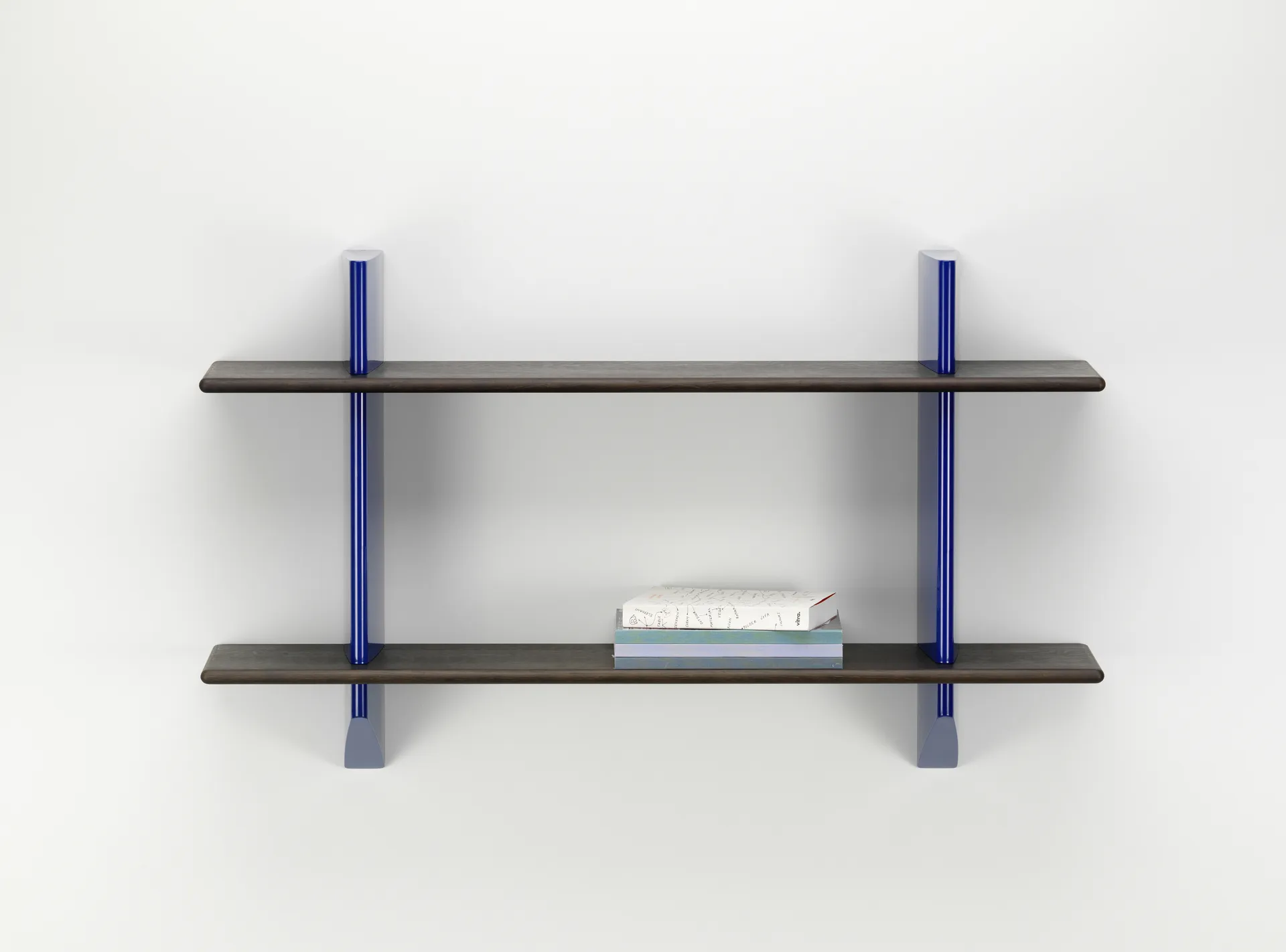 Rayonnage mural hylla, Dark oak-Prouvé bleu marcoule Vitra