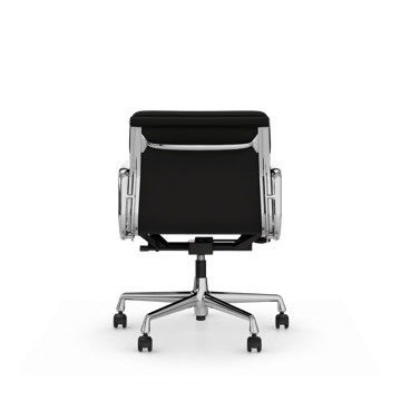 Soft Pad Chair EA 217 polerat kromstativ - L�äder premium F L50 Nero - Vitra
