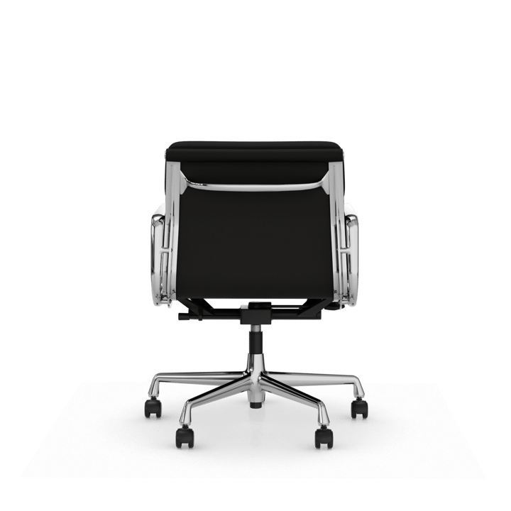 Soft Pad Chair EA 217 polerat kromstativ, Läder premium F L50 Nero Vitra