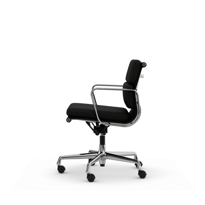 Soft Pad Chair EA 217 polerat kromstativ, Läder premium F L50 Nero Vitra