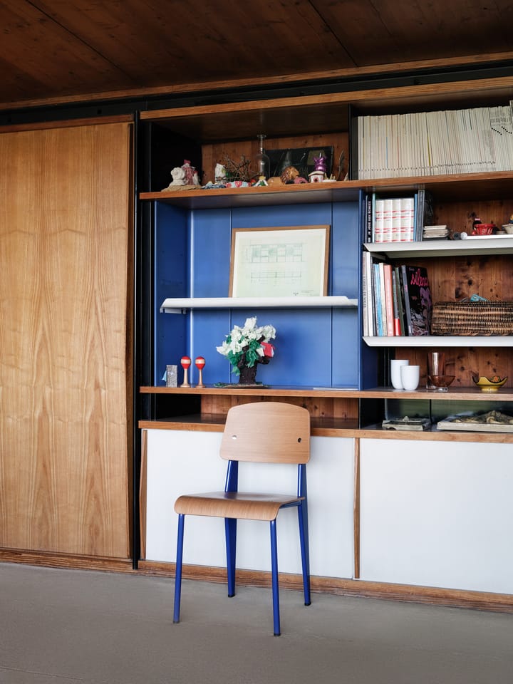 Standard stol, ek natur, prouvé bleu marcoule stativ Vitra