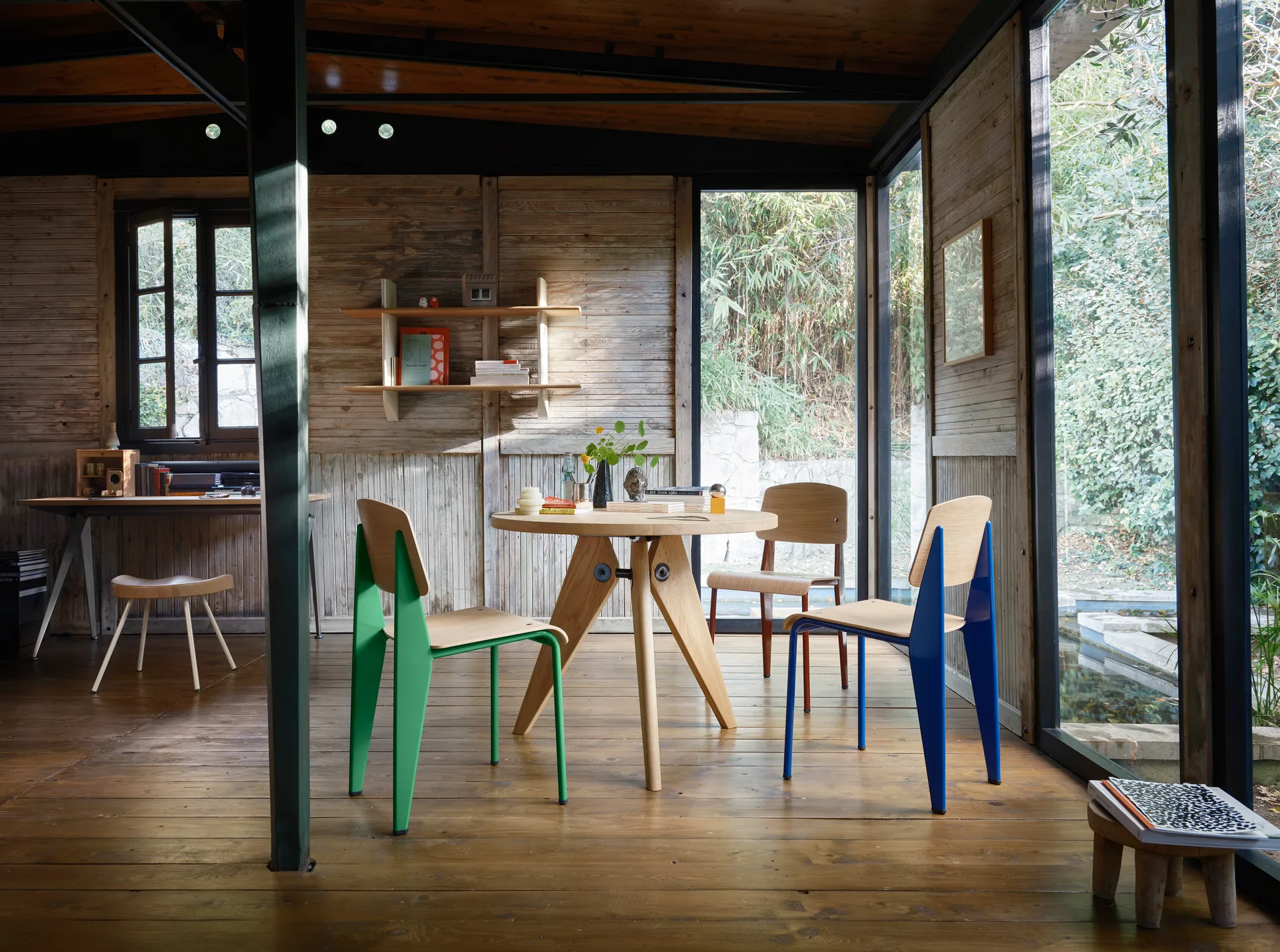 Standard stol, ek natur, prouvé bleu marcoule stativ Vitra