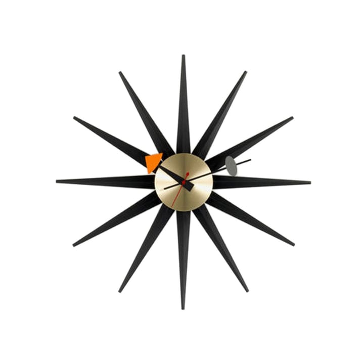 Sunburst clock väggklocka - Svart-Mässing - Vitra