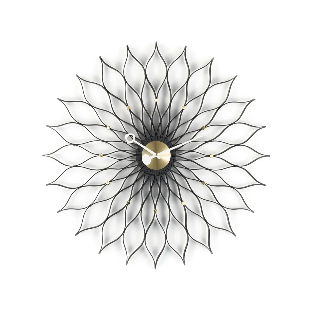 Sunflower väggklocka, Svart ask-Mässing Vitra