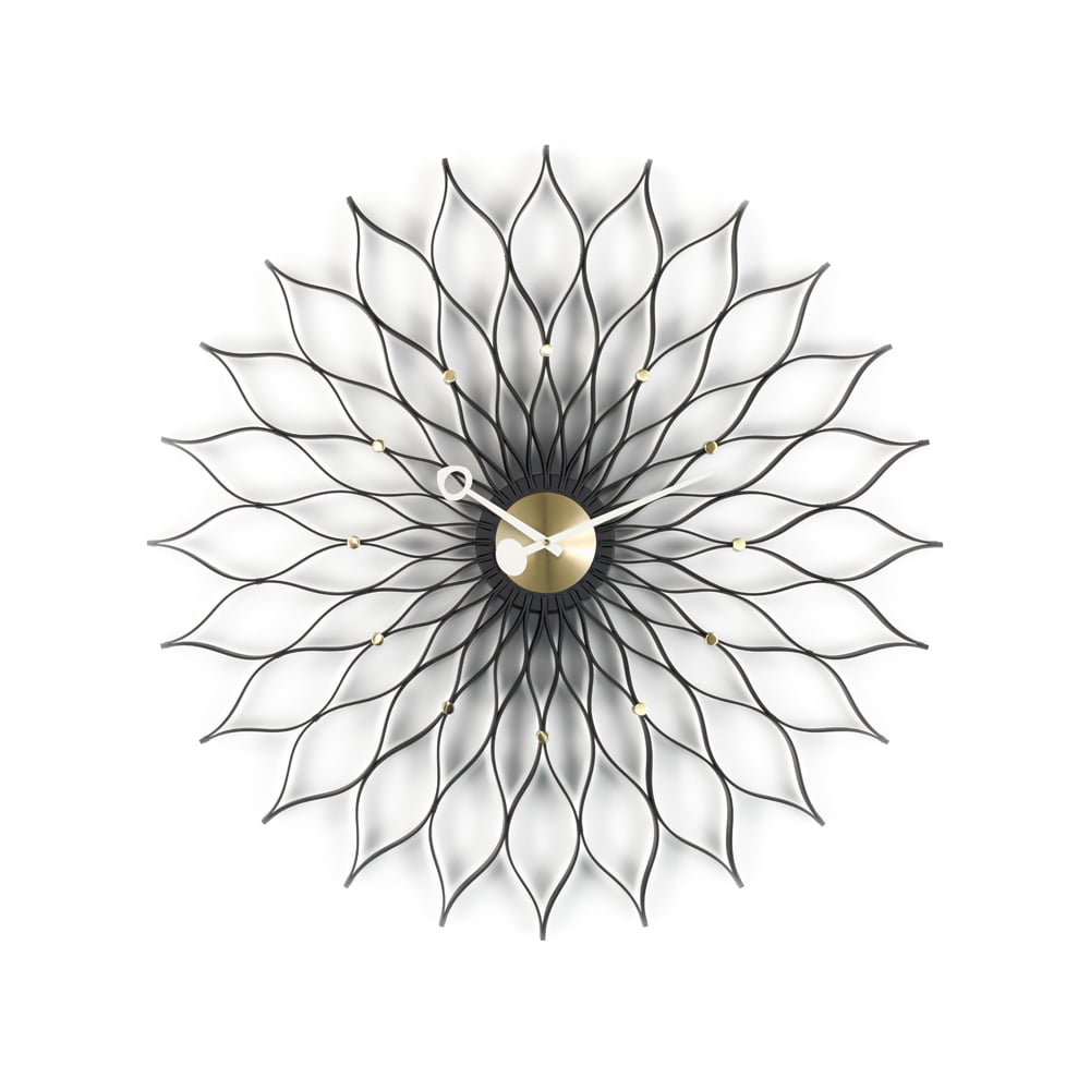 Vitra Sunflower väggklocka Svart ask-Mässing | Skandinavisk Design | Väggklockor | Svart