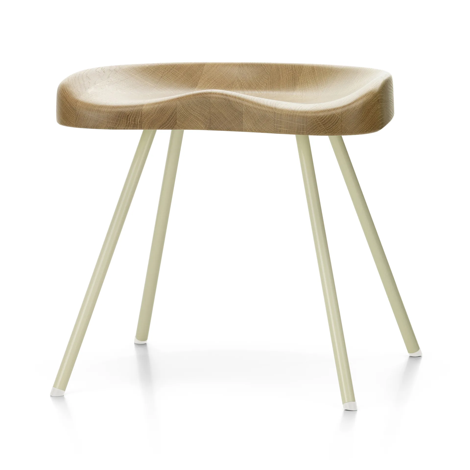Tabouret No 307 pall, Oak-Prouvé blanc colombe Vitra
