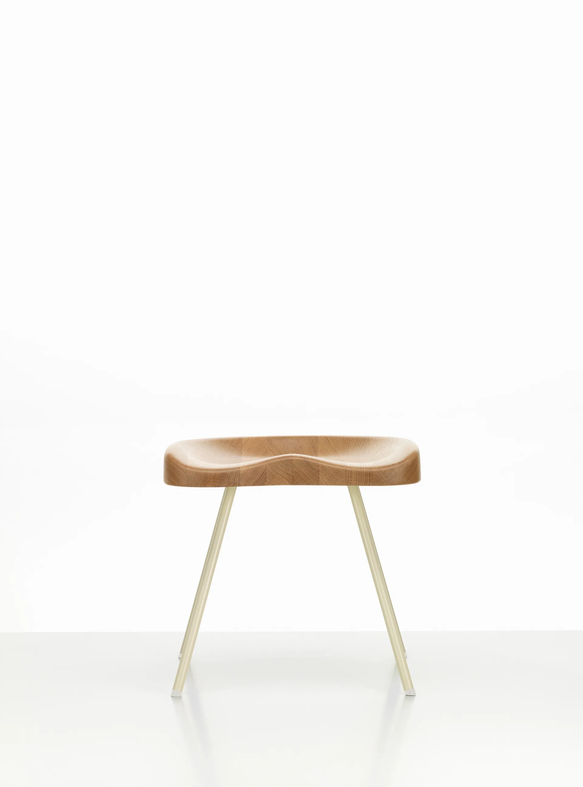 Tabouret No 307 pall, Oak-Prouvé blanc colombe Vitra