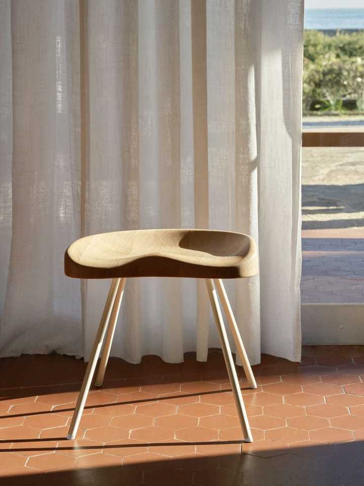 Tabouret No 307 pall, Oak-Prouvé blanc colombe Vitra