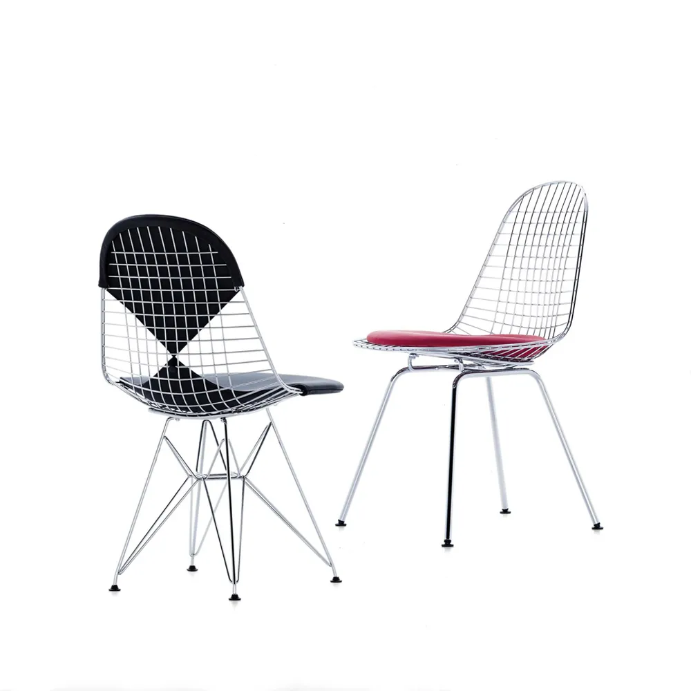 Wire chair DKR-2 stol, Hopsak nero-Chrome Vitra