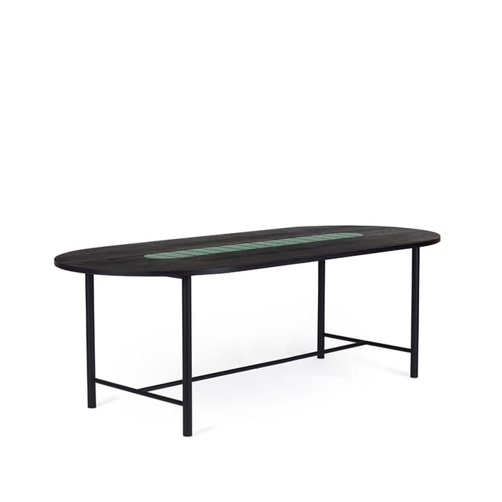 Be My Guest Matbord - ek svartolja, svart stålstativ, grön keramik, 100x220 - Warm Nordic