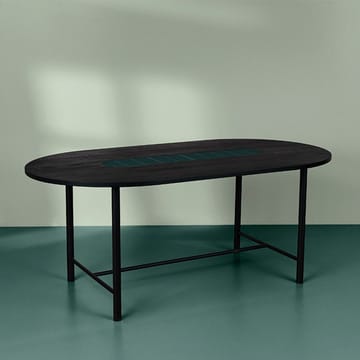 Be My Guest matbord - ek svartolja, svart stålstativ, grön keramik, 100x220 - Warm Nordic