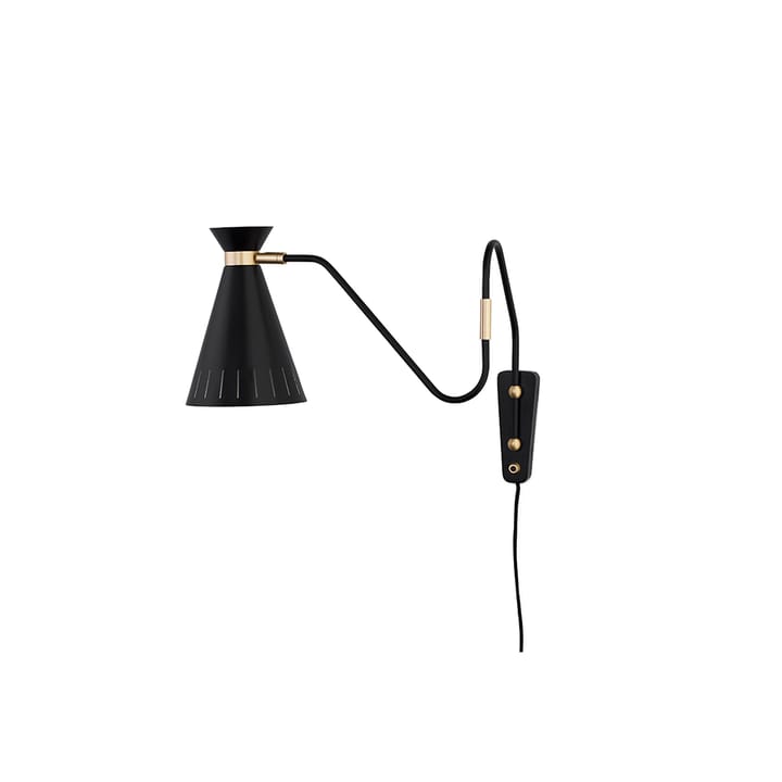 Cone vägglampa - black noir, mässingdetaljer - Warm Nordic