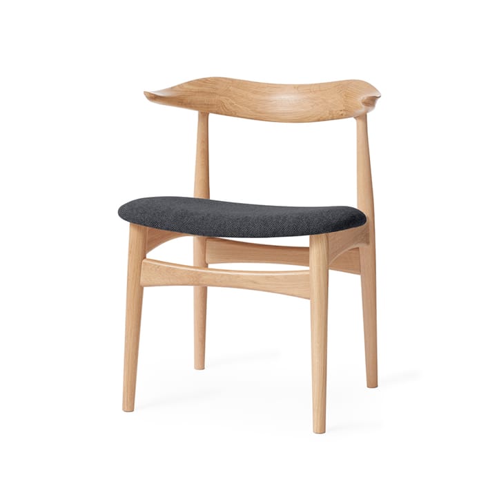 Cow Horn Stol - tyg anthracite melange, vitoljat ekstativ - Warm Nordic