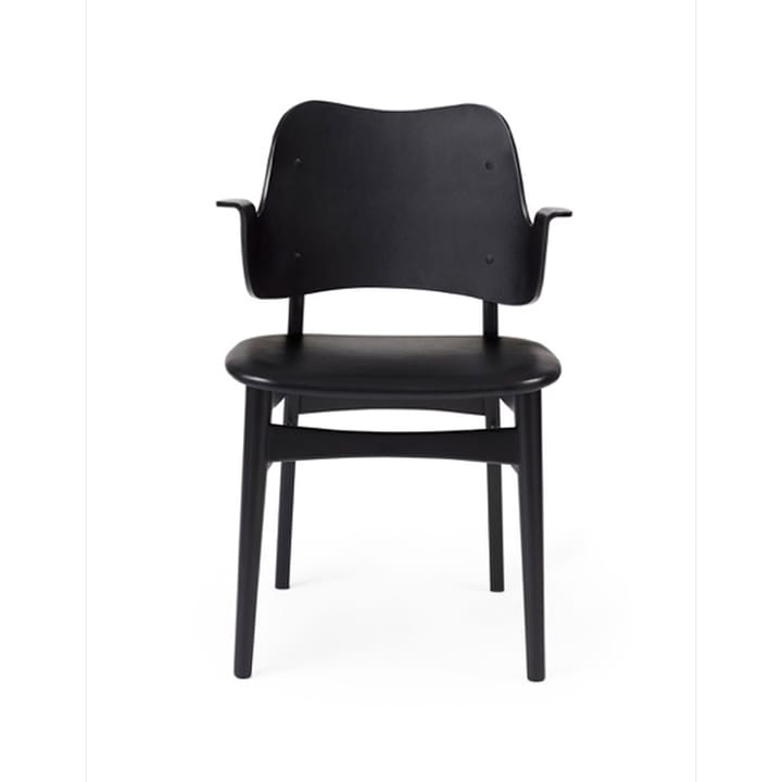 Gesture stol, klädd sits - läder prescott 207 black, svartlackat bokstativ, klädd sits - Warm Nordic