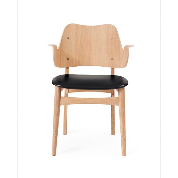 Gesture stol, klädd sits - läder prescott 207 black, vitoljat ekstativ, klädd sits - Warm Nordic