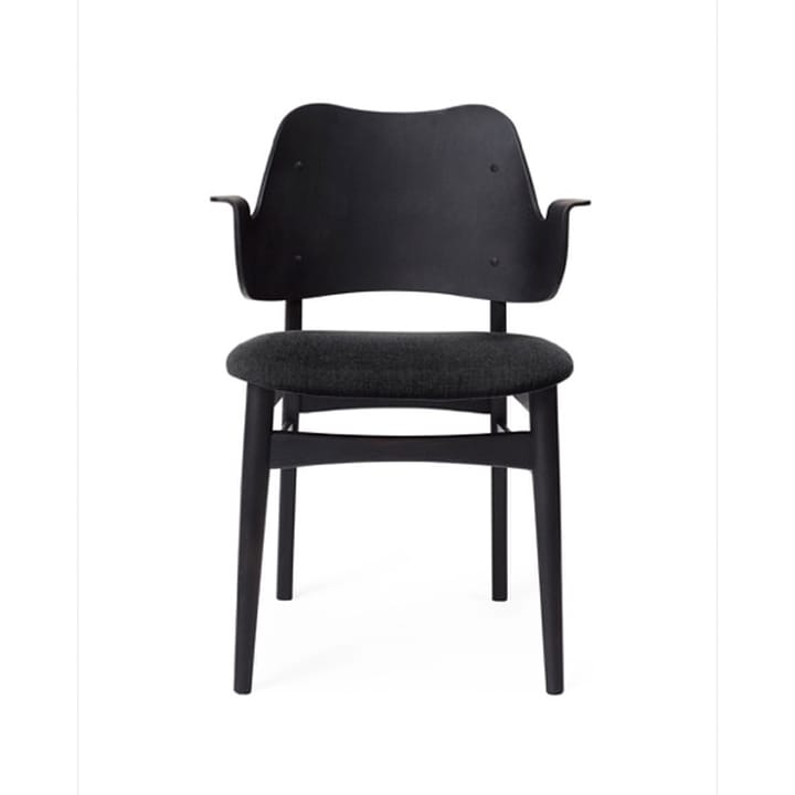 Gesture stol, klädd sits - tyg anthracite, svartlackat bokstativ - Warm Nordic