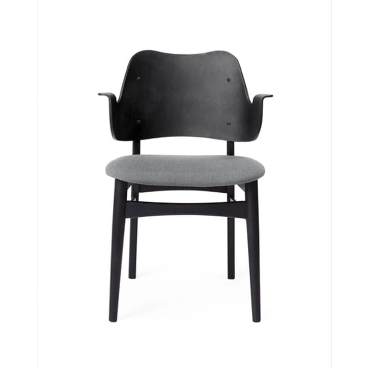Gesture stol, klädd sits - tyg canvas 134 grey melange, svartlackat bokstativ, klädd sits - Warm Nordic