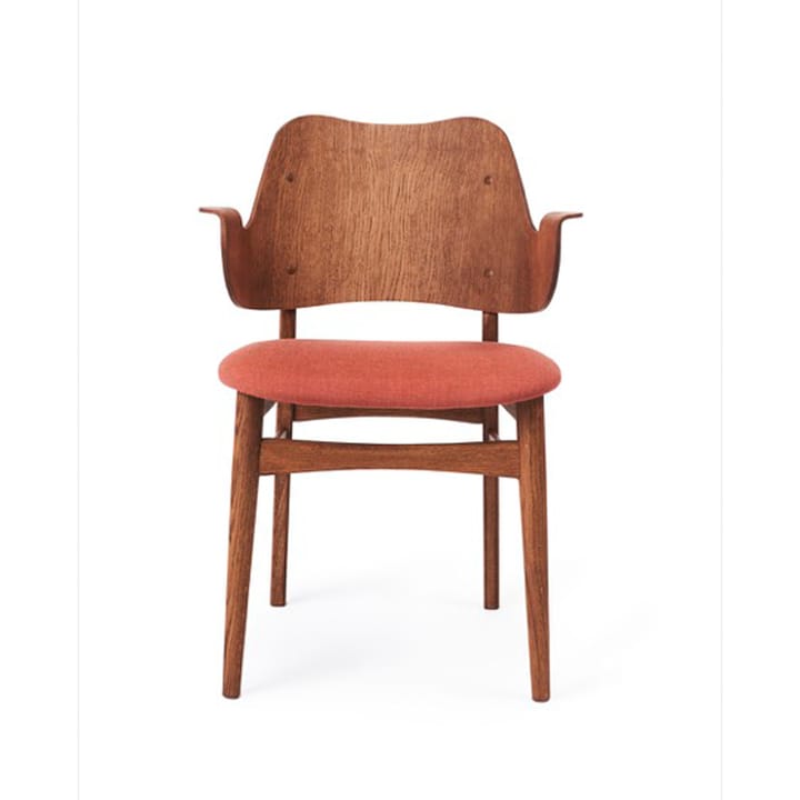 Gesture stol, klädd sits - tyg canvas 566 peachy pink, teakoljat ekstativ, klädd sits - Warm Nordic