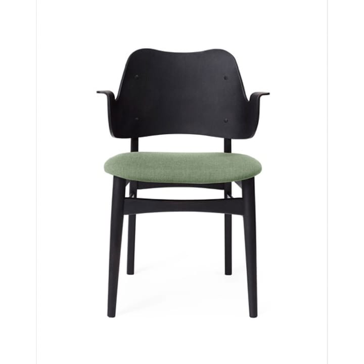 Gesture stol, klädd sits - tyg canvas 926 sage green, svartlackat bokstativ, klädd sits - Warm Nordic
