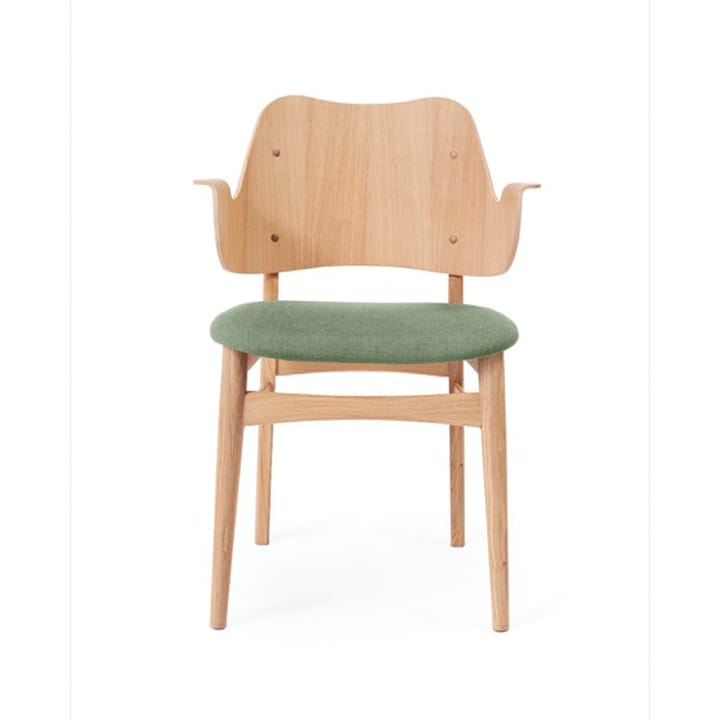 Gesture stol, klädd sits - tyg canvas 926 sage green, vitoljat ekstativ, klädd sits - Warm Nordic