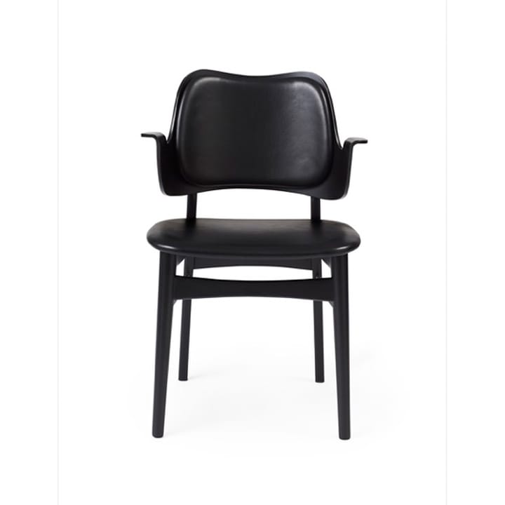 Gesture stol, klädd sits&rygg - läder prescott 207 black, svartlackat bokstativ, klädd sits, klädd rygg - Warm Nordic