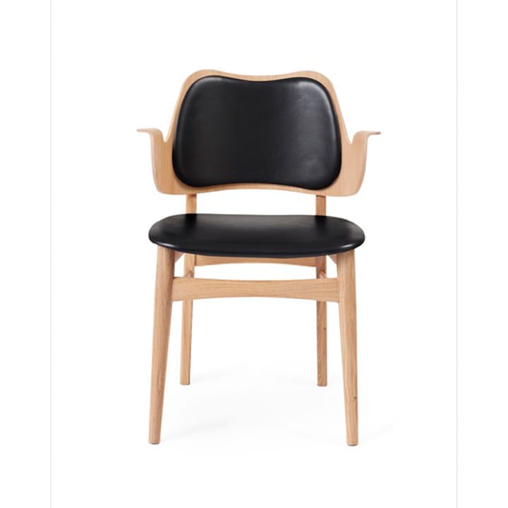 Gesture stol, klädd sits&rygg - läder prescott 207 black, vitoljat ekstativ, klädd sits, klädd rygg - Warm Nordic