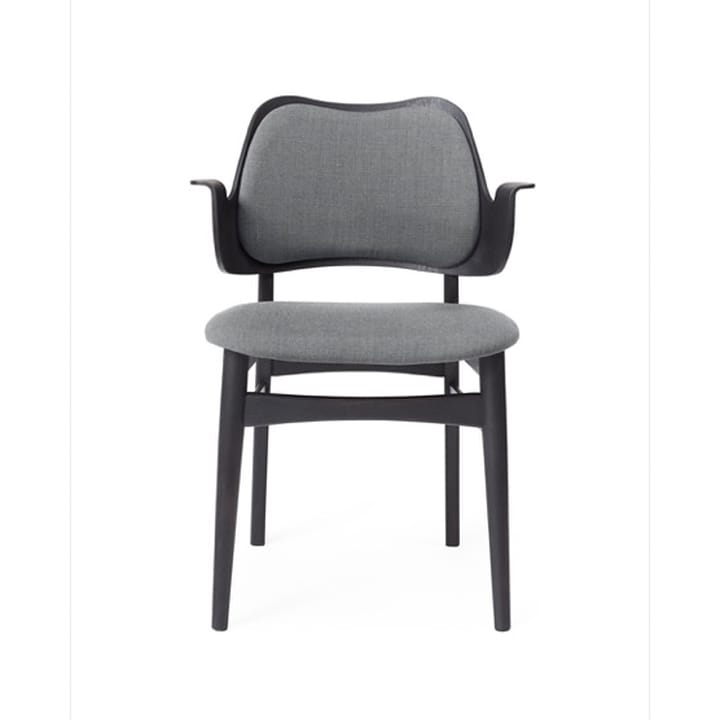 Gesture stol, klädd sits&rygg - tyg canvas 134 grey melange, svartlackat bokstativ - Warm Nordic