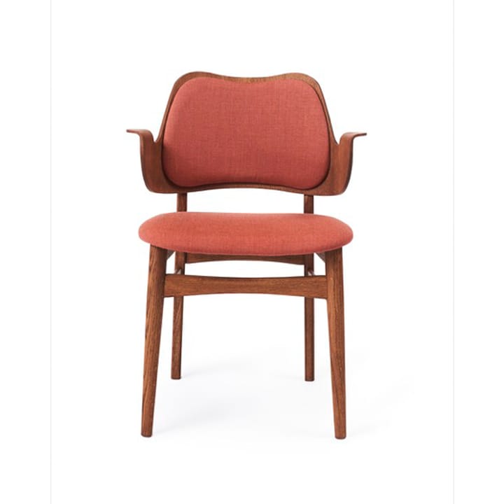 Gesture stol, klädd sits&rygg - tyg canvas 566 peachy pink, teakoljat ekstativ, klädd sits, klädd rygg - Warm Nordic