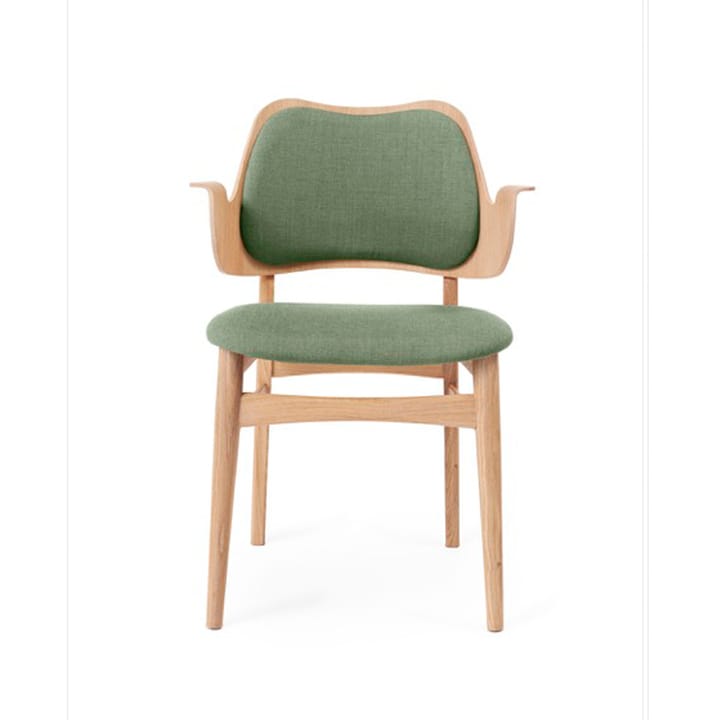 Gesture stol, klädd sits&rygg - tyg canvas 926 sage green, vitoljat ekstativ, klädd sits, klädd rygg - Warm Nordic