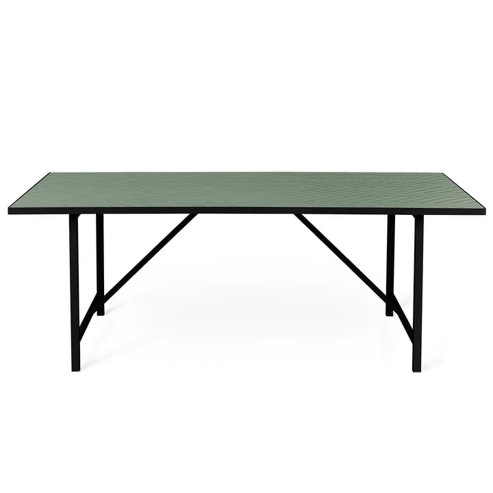 Herringbone Tile matbord svart underrede, Forest green Warm Nordic