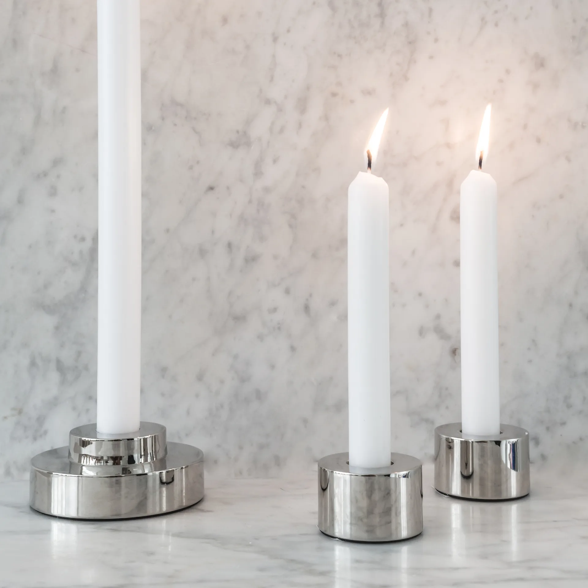 REX ljusstake Ø9 cm, Blank krom Watt & Veke