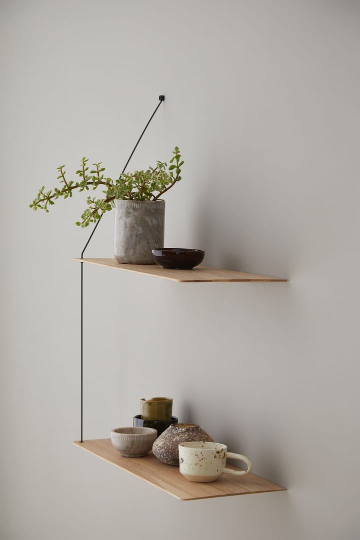 Stedge hylla 60 cm, Vitpigmenterad ek Woud