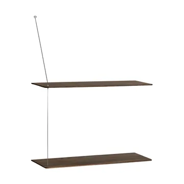 Stedge hylla - Rökt ek-borstat stål, 60 cm, 2 hyllplan - Woud