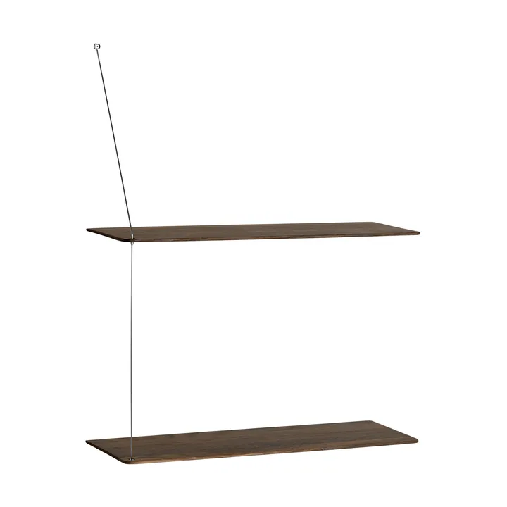Stedge hylla - Rökt ek-borstat stål, 60 cm, 2 hyllplan - Woud