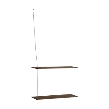 Stedge hylla - Rökt ek-borstat stål, 60 cm, 2 hyllplan - Woud