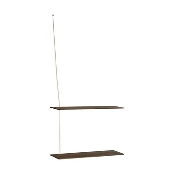 Stedge hylla - Rökt ek-mässing, 60 cm, 2 hyllplan - Woud