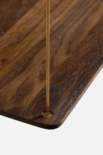 Stedge hylla - Rökt ek-mässing, 60 cm, 2 hyllplan - Woud