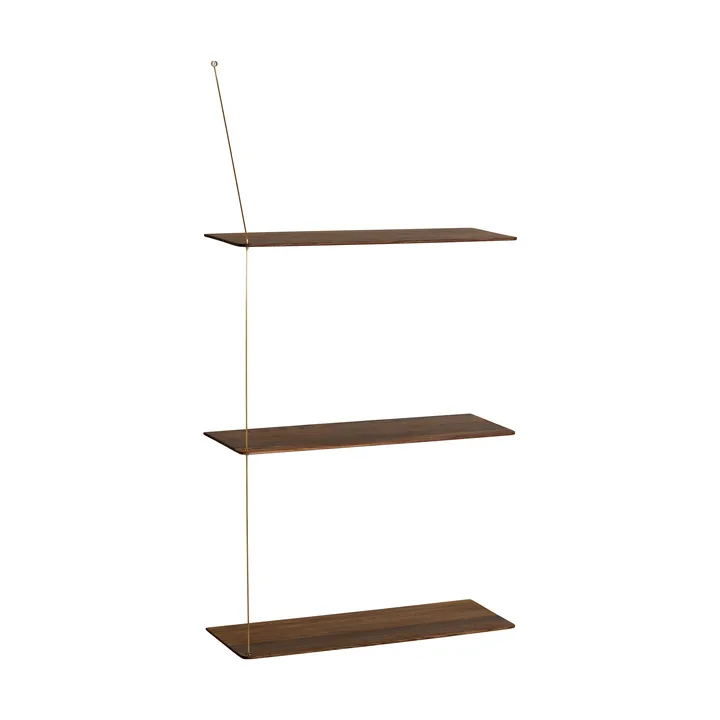 Stedge hylla - Rökt ek-mässing, 60 cm, 3 hyllplan - Woud