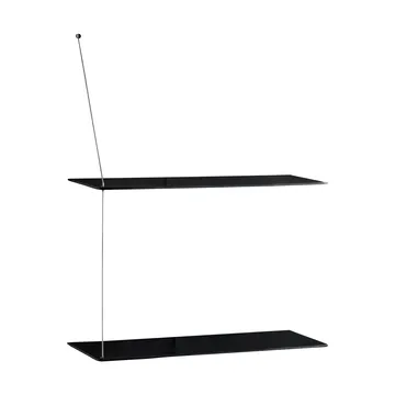 Stedge hylla - Svart ek-borstat stål, 60 cm, 2 hyllplan - Woud