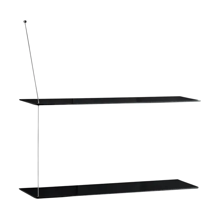 Stedge hylla - Svart ek-borstat stål, 80 cm, 2 hyllplan - Woud