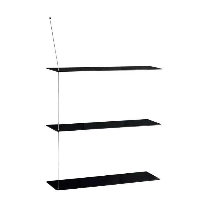 Stedge hylla - Svart ek-borstat stål, 80 cm, 3 hyllplan - Woud