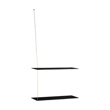 Stedge hylla - Svart ek-mässing, 60 cm, 2 hyllplan - Woud