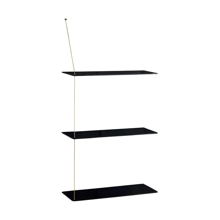 Stedge hylla - Svart ek-mässing, 60 cm, 3 hyllplan - Woud