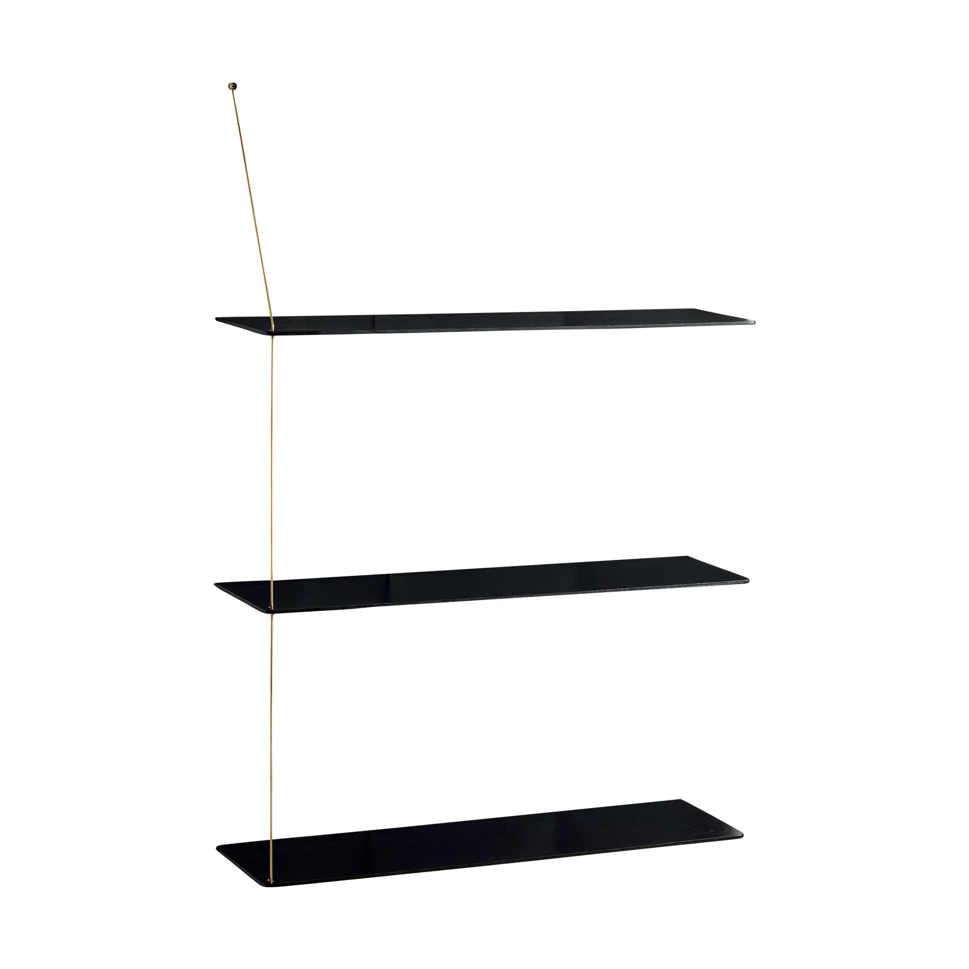 Stedge hylla, Svart ek-mässing, 80 cm, 3 hyllplan Woud
