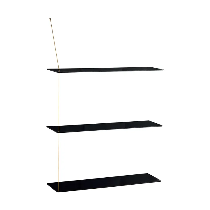Stedge hylla - Svart ek-mässing, 80 cm, 3 hyllplan - Woud