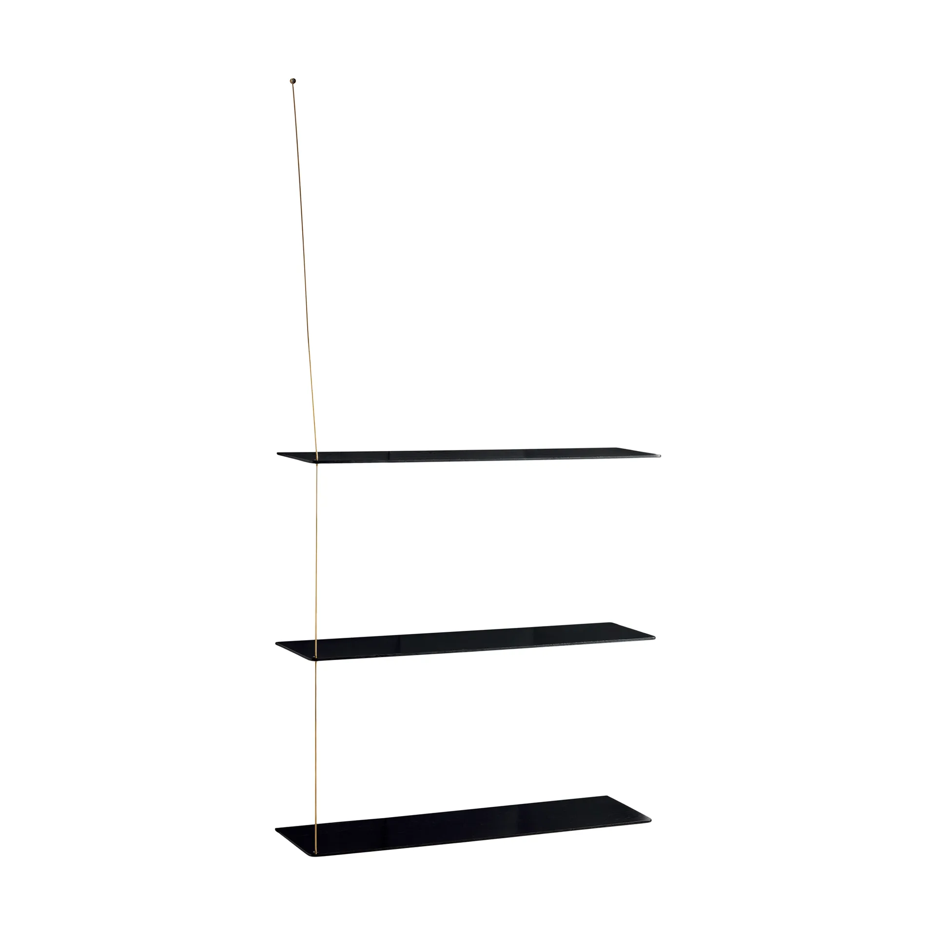 Stedge hylla, Svart ek-mässing, 80 cm, 3 hyllplan Woud