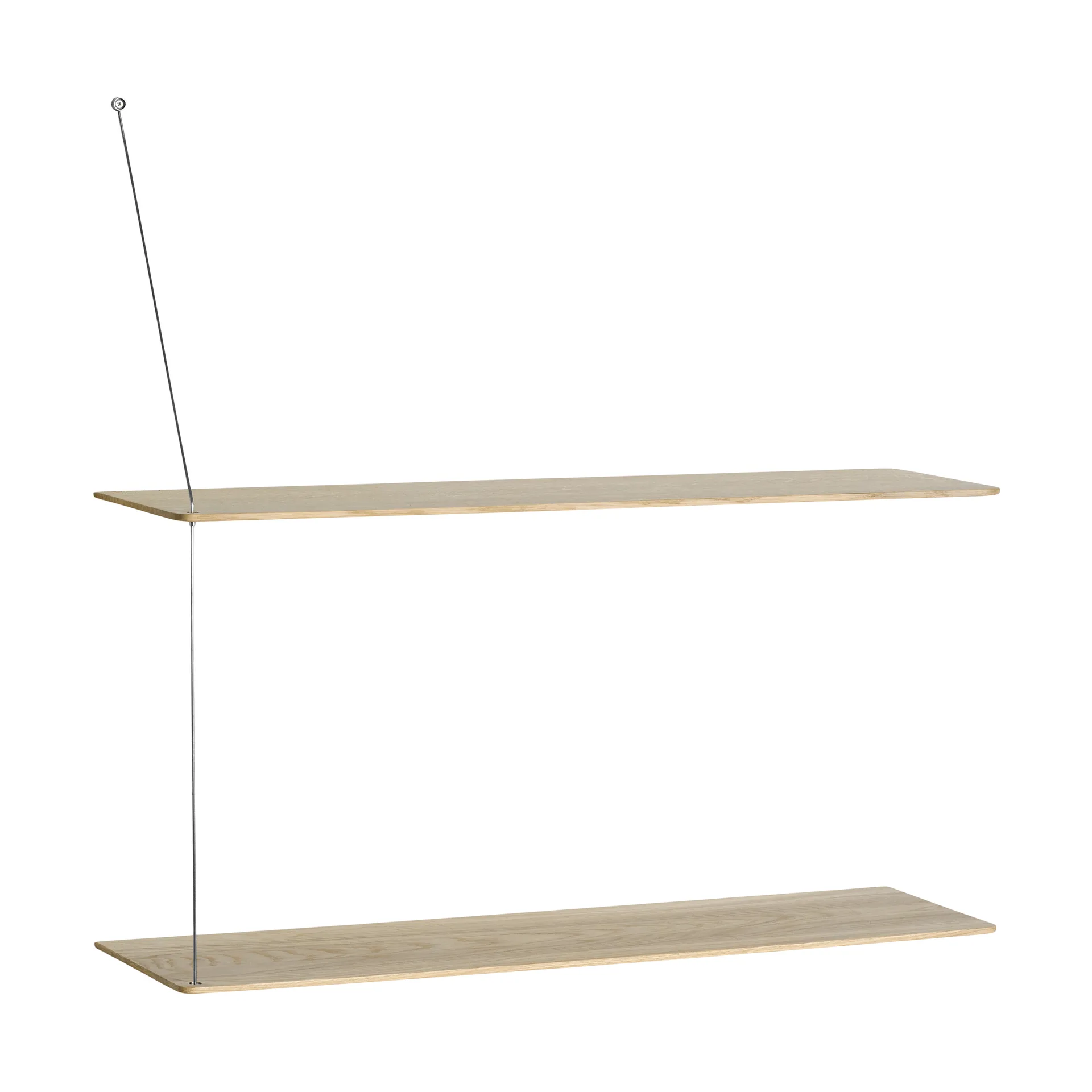 Stedge hylla, Vitpig. ek-borstat stål, 80 cm, 2 hyllplan Woud