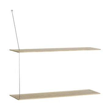 Stedge hylla - Vitpig. ek-borstat stål, 80 cm, 2 hyllplan - Woud